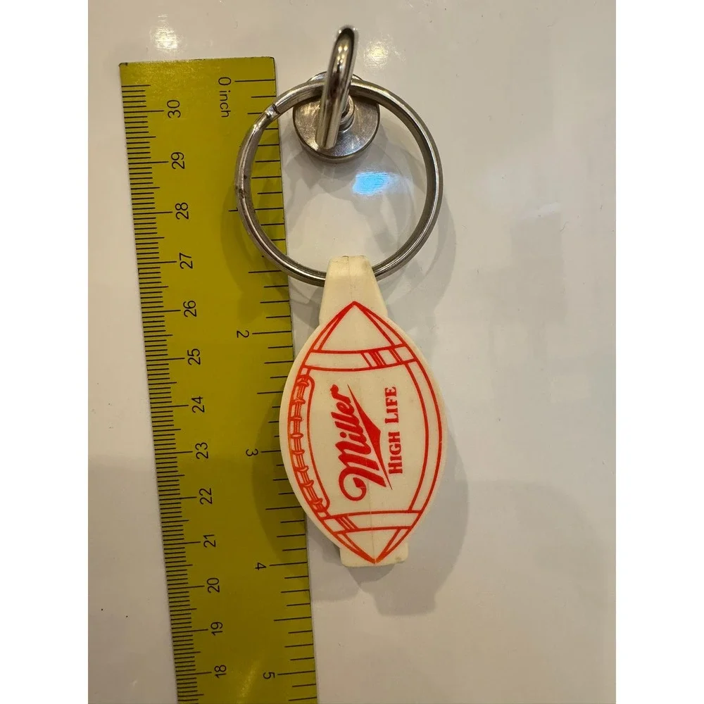 Vintage Miller High Life Beer Keychain Football Bottle Opener Belt Clip Red